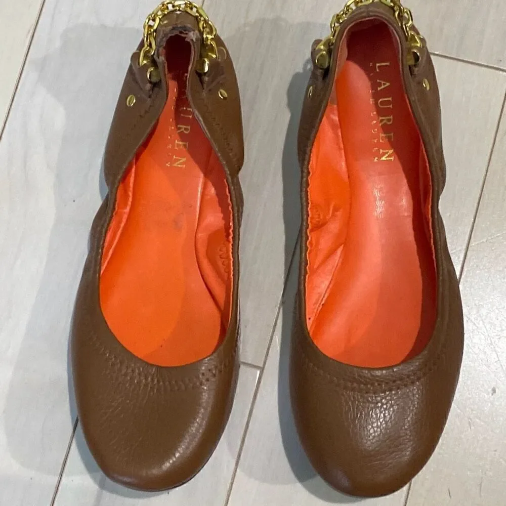 Lauren Ralph Lauren Women's Barb Ballet Flats Brown & Brown Size 5